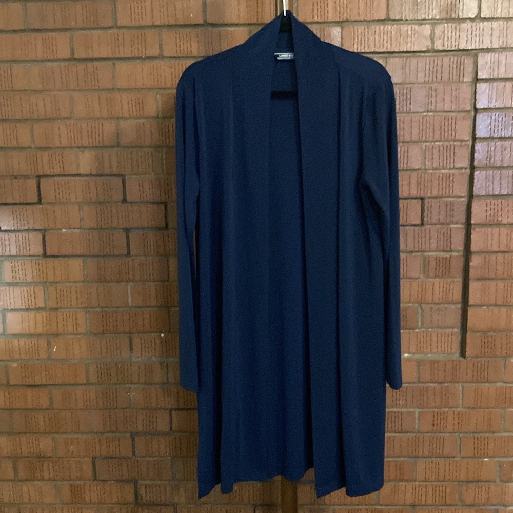 Lands’ End “Deep Sea” Matte Jersey cardigan.